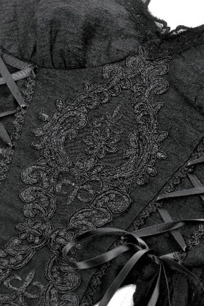 No-Sleeve Floral Lace-Up Gothic Slip Wedding Gown