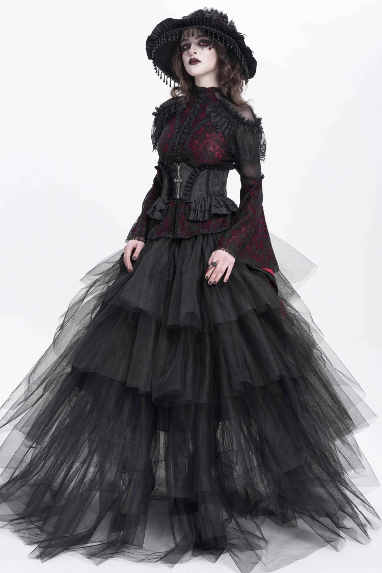 Slim Zippered Gothic Palace Corset with Lace-Up Front