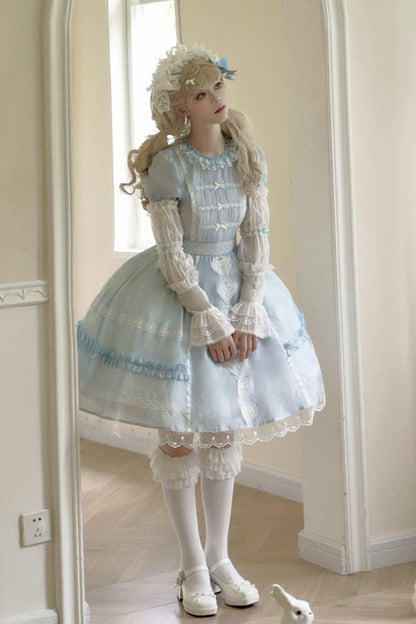 Princess-Style JSK Dress with Bowknot Cardigan and Short Sleeves in Two Colors - RoyalSweet