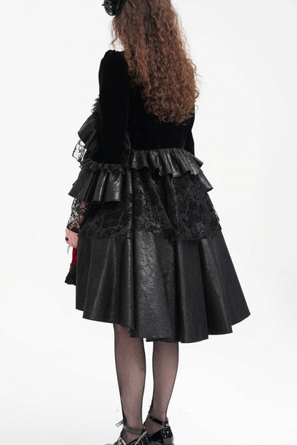Ruffled Lace Gothic Jacket - Women's Dark Mesh Style