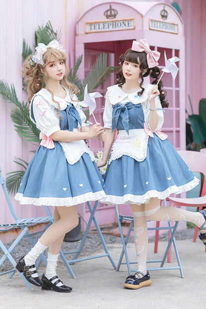 Azure Cowboys Are Busy Ruffle Bow Sweet Lolita Strap Gown
