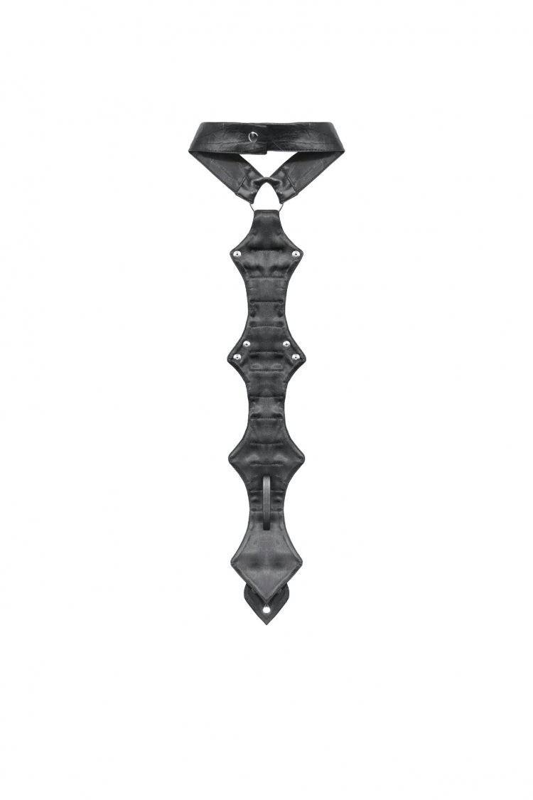 Punk PU Necktie in Black with Irregular Design