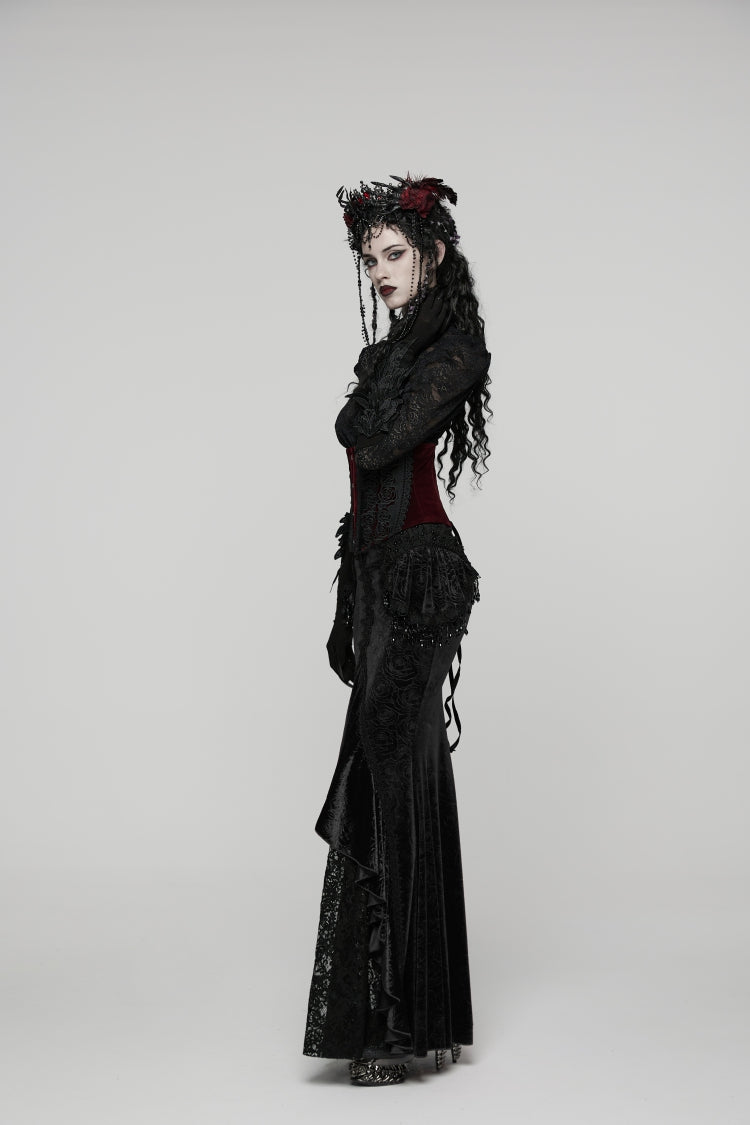 Cut-Out Lace Slim Fishtail Skirt for Women - Palace Cosplay