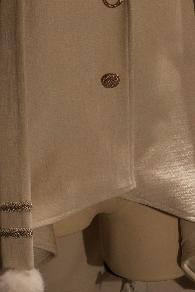 Hooded Sweet Lolita Cloak Coat with Cat Ears & Magical Charm in Cream