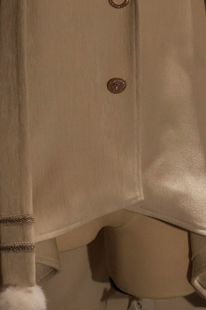 Hooded Sweet Lolita Cloak Coat with Cat Ears & Magical Charm in Cream