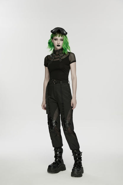 Punk T-Shirt with Rivets and Eyelets for Women