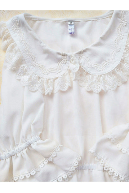 Ivory Chiffon Doll Collar Half-Sleeve Sweet Lolita Shirt