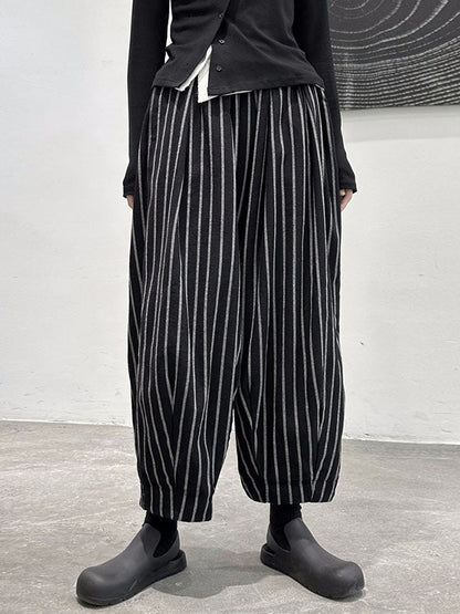 Split-Joint Cool Pattern High-Waisted Striped Pants Harem