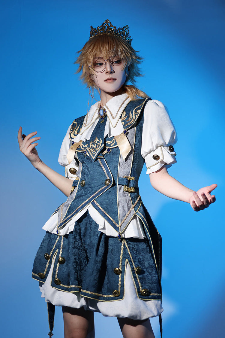 Azure Contract Magic Medieval Embroidery Classic Prince Handsome Ouji Lolita Coat