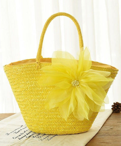 2024 Fashion Purple Flower Grass Woven Handbag HJ1009