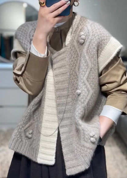 2024 New Apricot Grey Versatile Wool Vest Autumn WE019