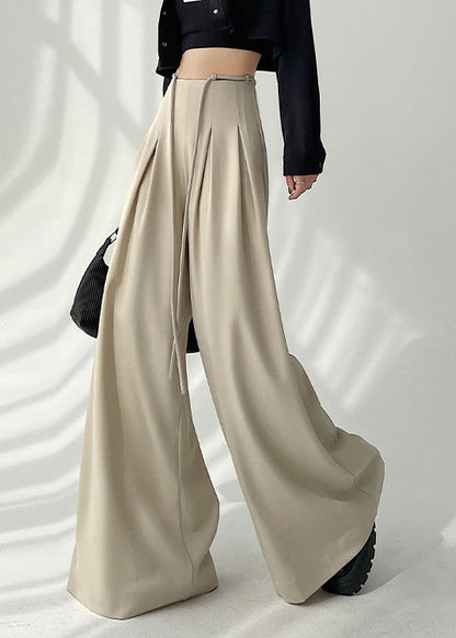 2024 New Coffee High Waist Wrinkled Wide Leg Pants Fall RU038