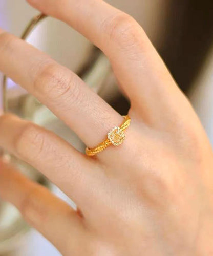 2024 New Gold Overgild Zircon Crystal Rings WF002