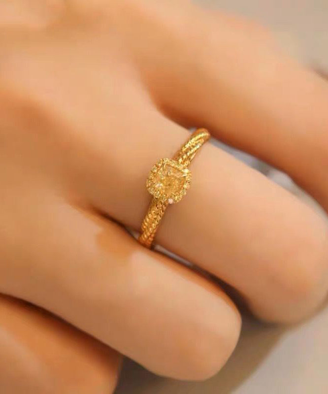 2024 New Gold Overgild Zircon Crystal Rings WF002