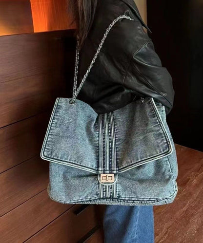 2024 New Light Blue Large Capacity Chain Denim Shoulder Bag GG078