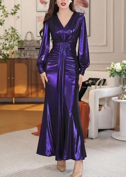 2024 New Sexy V-neck Slim Fit Wrap Hip Dress Long Sleeves EE1027