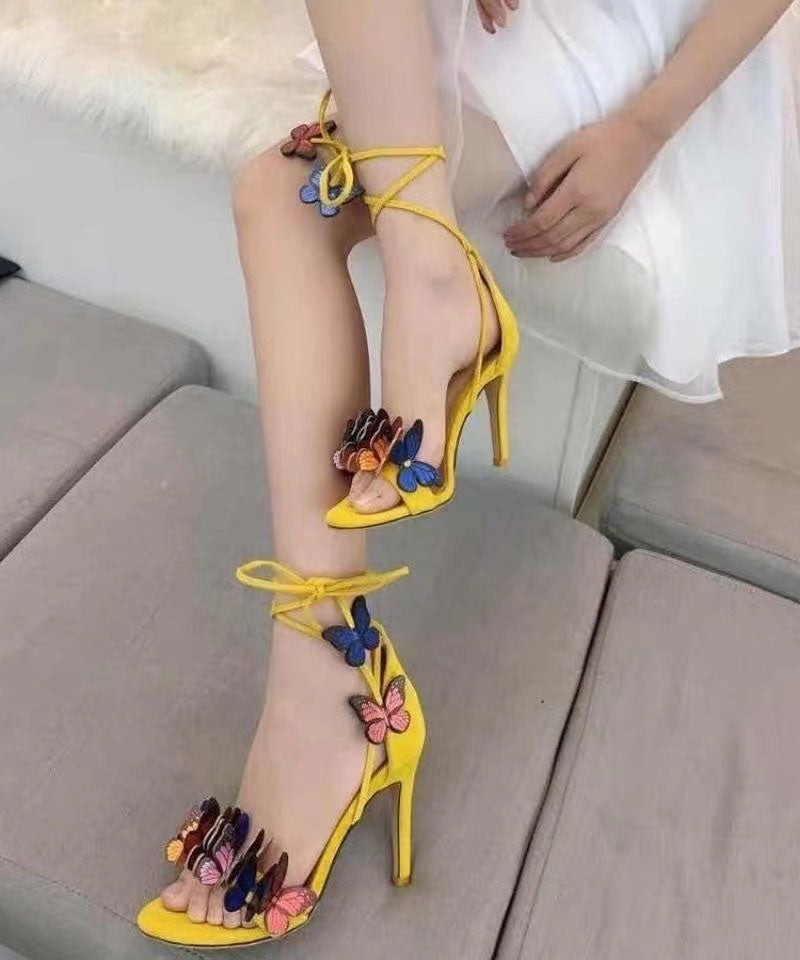 2024 New Summer Strap Butterfly Stiletto High Heel Sandals DD1034