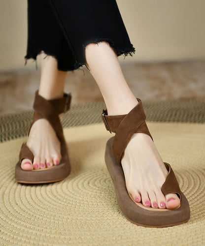 2024 Summer Navy Platform Soled Cross Strap Suede Sandal WT040