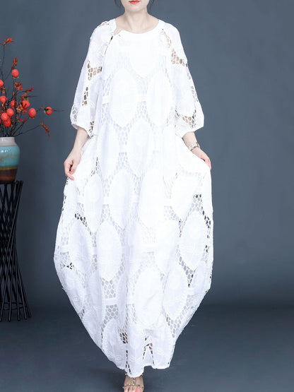 Women Summer Artsy Solid Cutout Maxi Dress FG1038