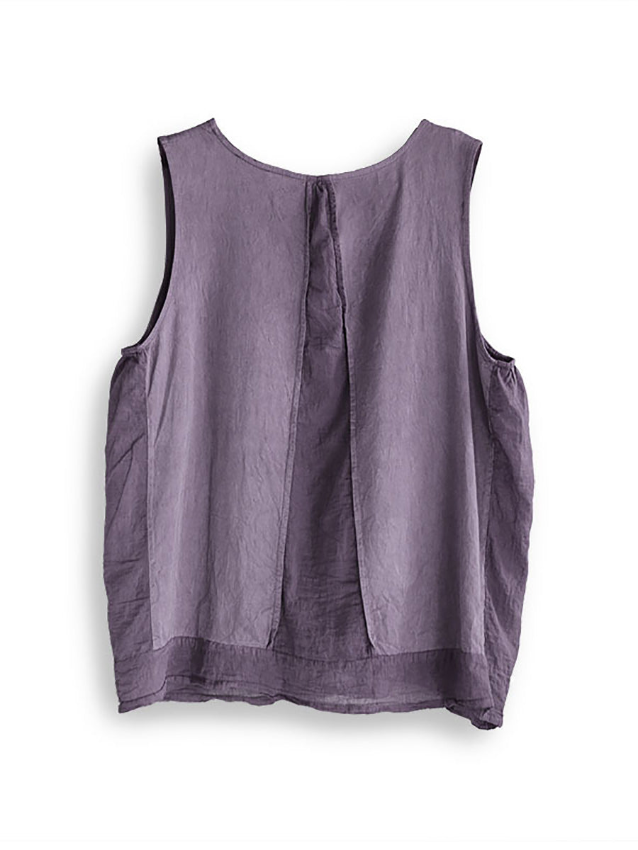 Women Summer Artsy Strap Solid V-Neck Vest HH004