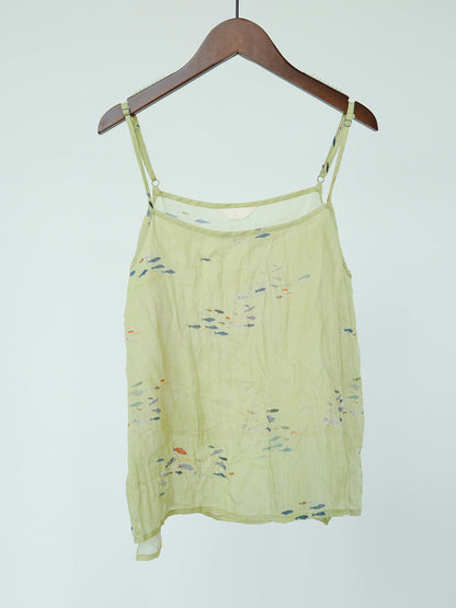 Women Summer Artsy Floral Thin Ramie Vest LL032