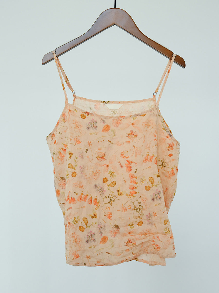 Women Summer Artsy Floral Thin Ramie Vest LL032