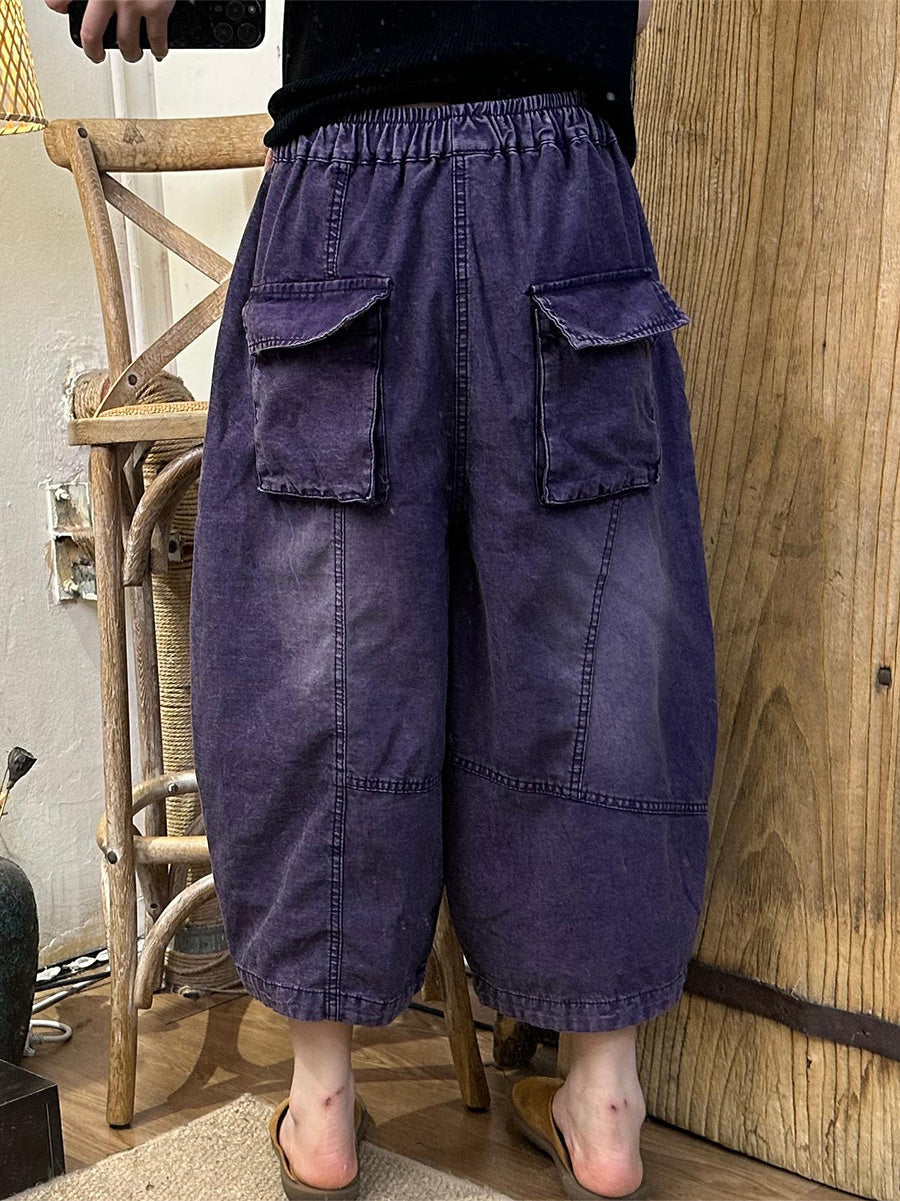 Damen Sommer Vintage Denim Gespleißte Haremshose LL046