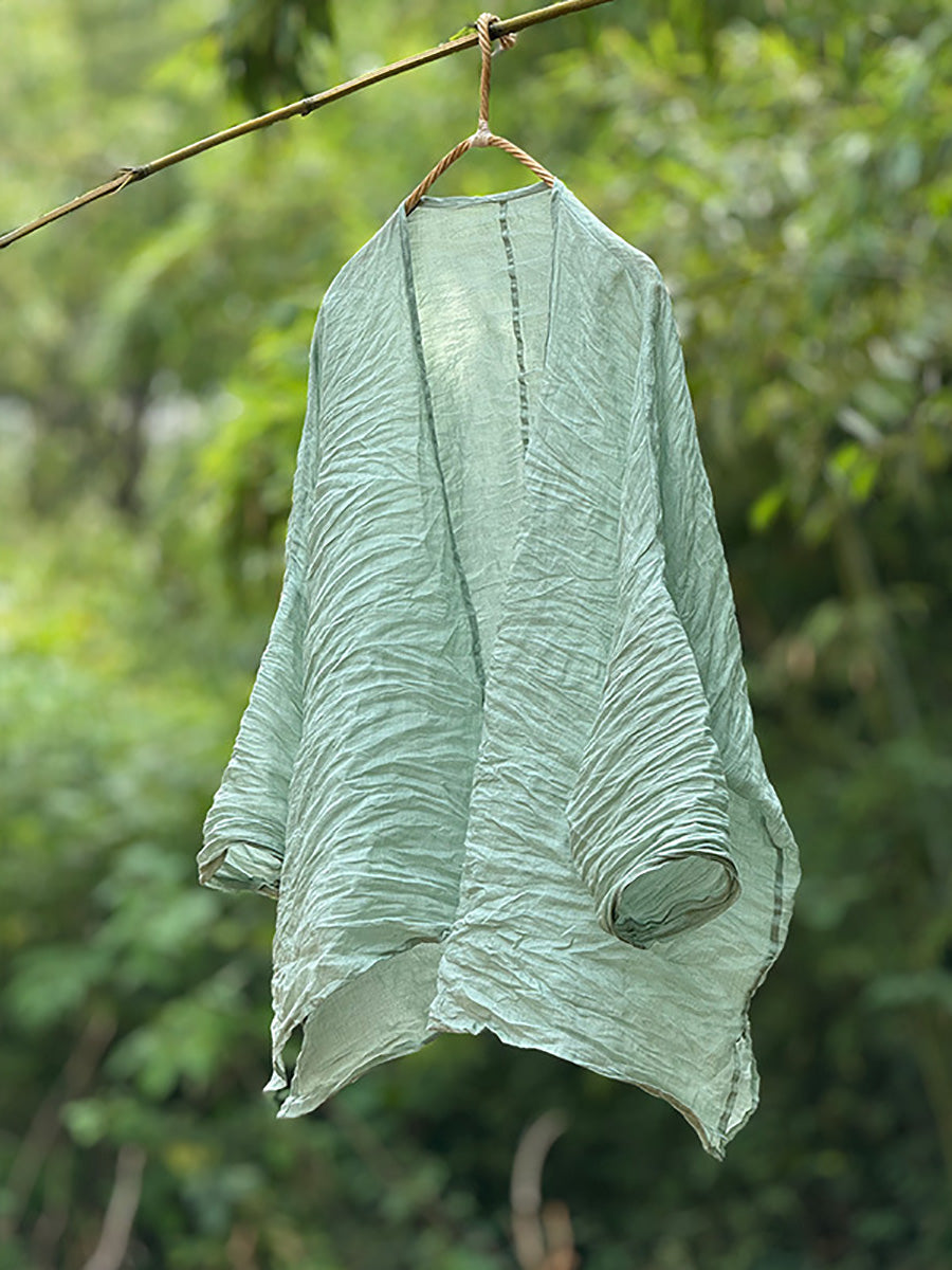 Vintage Ramie Solid Coat Thin Summer Women Shirt