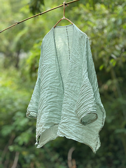 Vintage Ramie Solid Coat Thin Summer Women Shirt