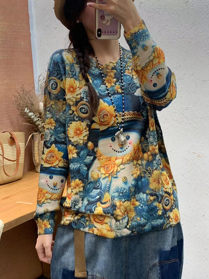 Pull en tricot à col rond et imprimé dessin animé pour femme, décontracté, automne, AI1069 