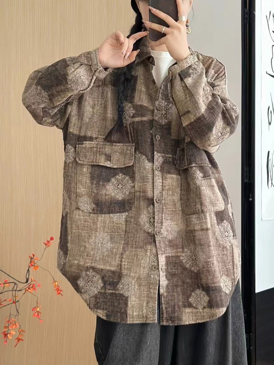 Women Autumn Snowflake Colorblock Cotton Jacket AH1057