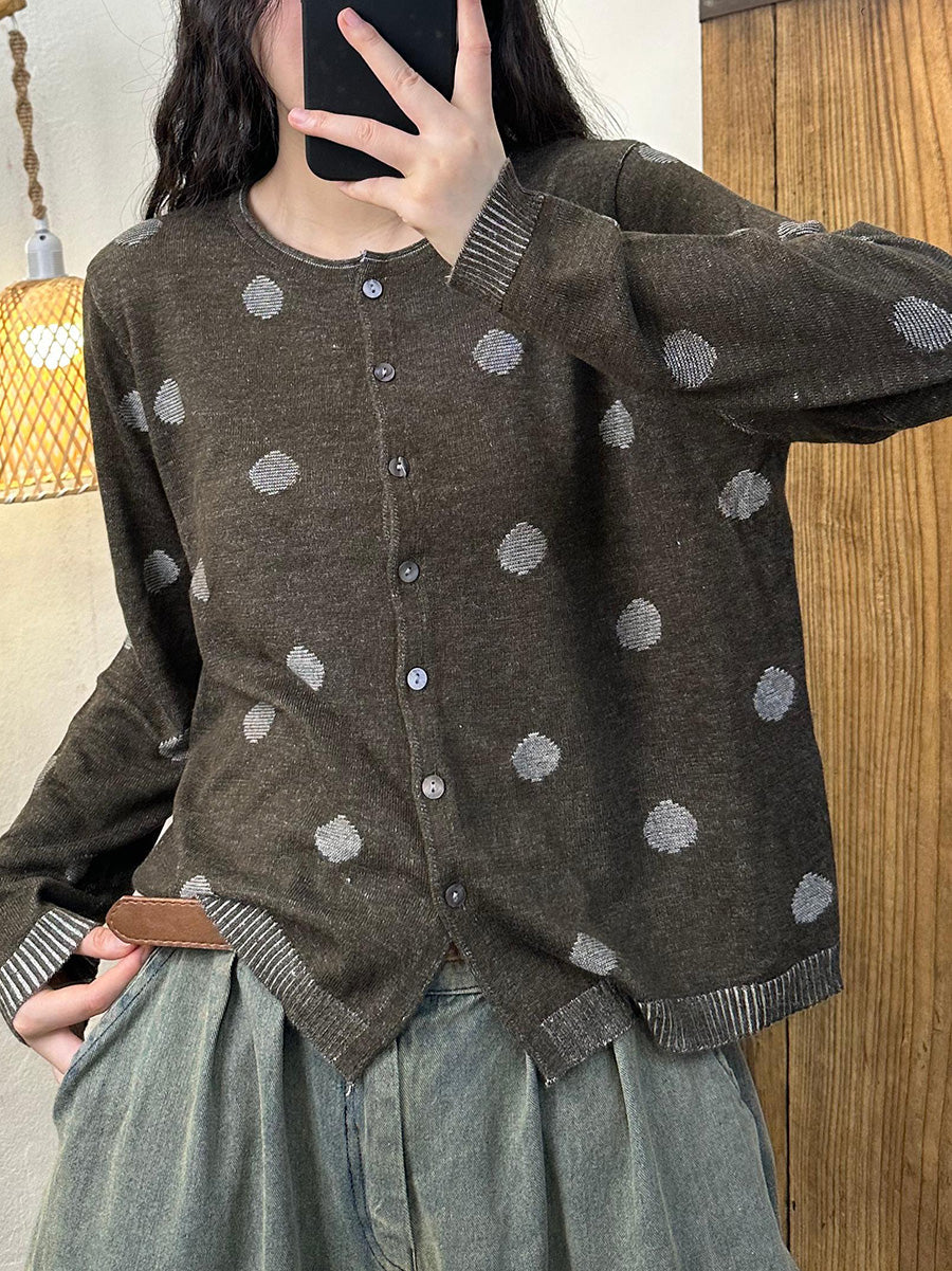 Women Autumn Casual Wool Dot Knit Blouse AK1033