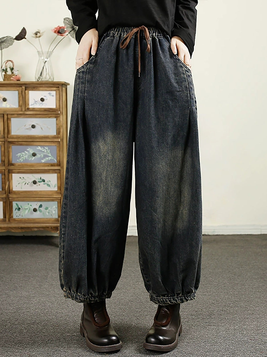 Women Autumn Vintage Denim Loose Harem Pants AK1043