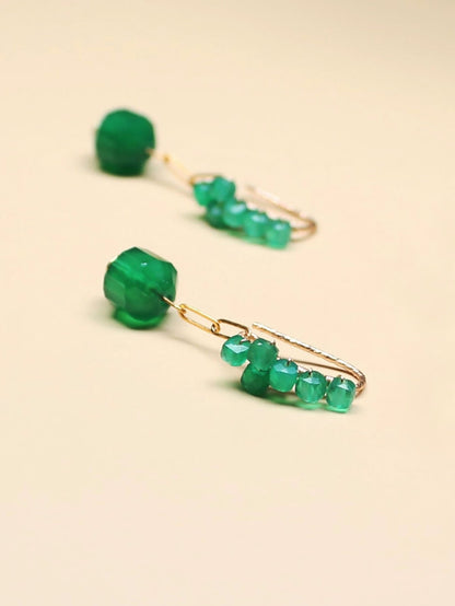 Women Casual Green Jade Weave Earrings QN007