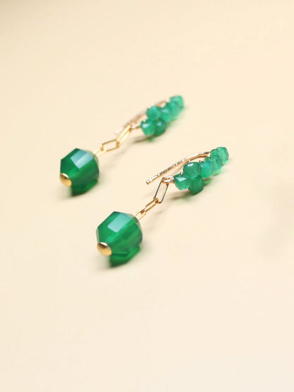 Women Casual Green Jade Weave Earrings QN007