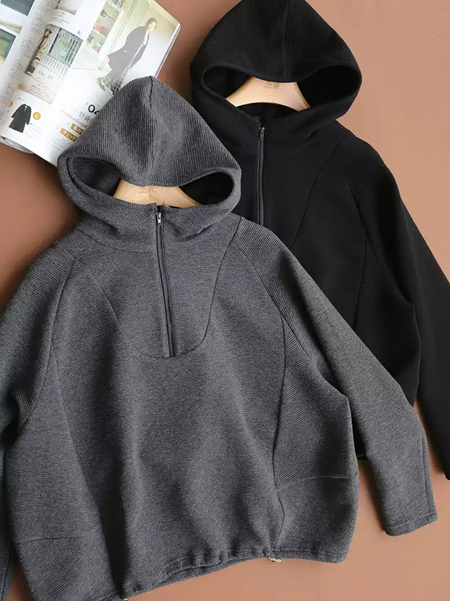 Women Winter Casual Solid Hooded Sweatshirt QM026