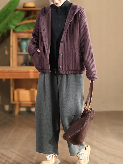 Women Winter Casual Solid Fleece-lined Wide-leg Pants WU006