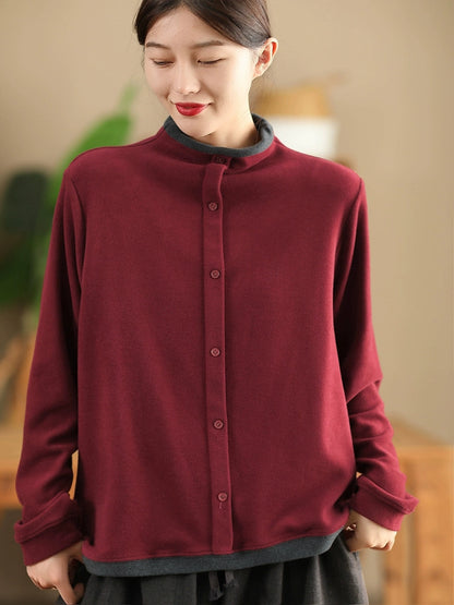 Women Winter Casual Colorblock Half-Turtleneck Sweatshirt WU015