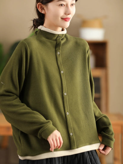 Women Winter Casual Colorblock Half-Turtleneck Sweatshirt WU015