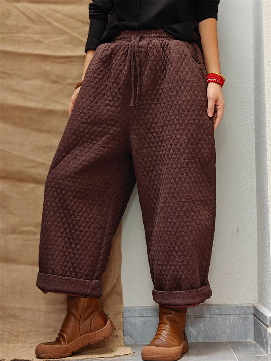 Women Winter Casual Solid Padded Harem Pants WU026