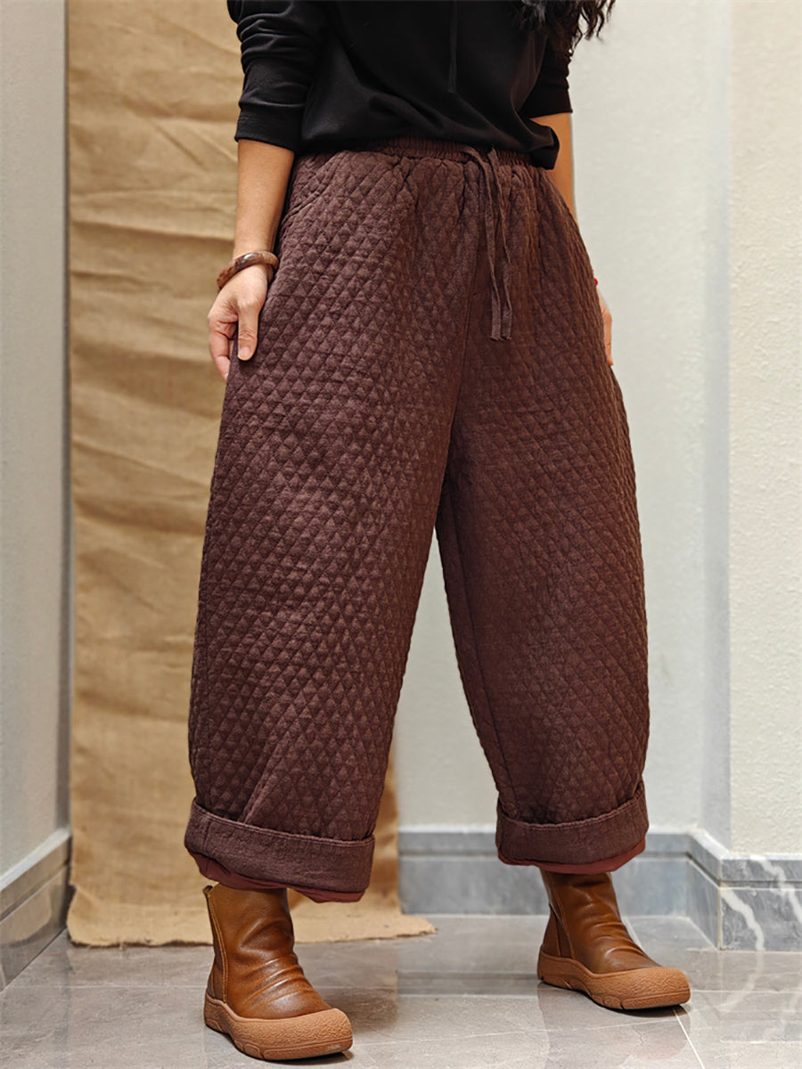 Women Winter Casual Solid Padded Harem Pants WU026