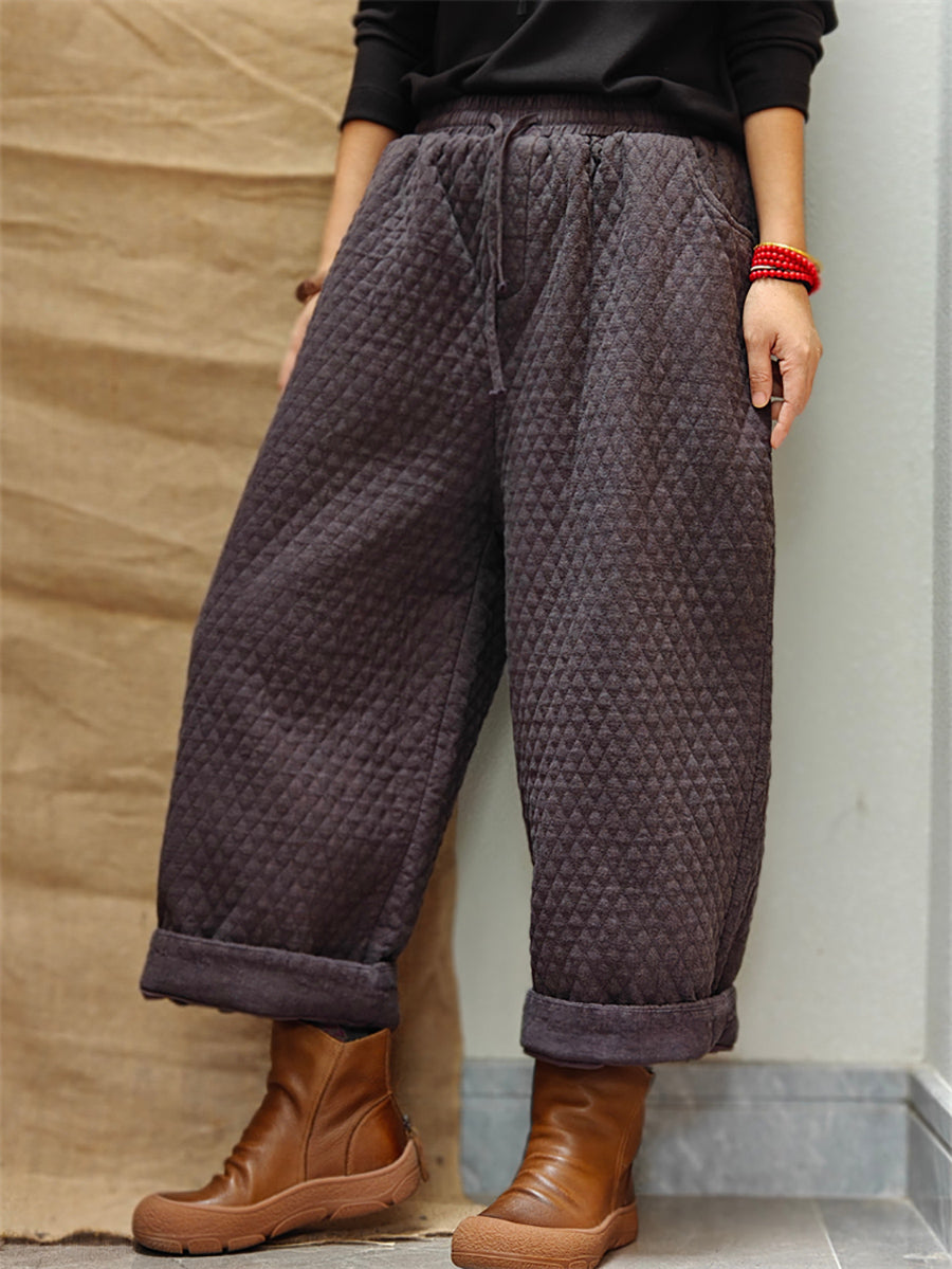 Women Winter Casual Solid Padded Harem Pants WU026