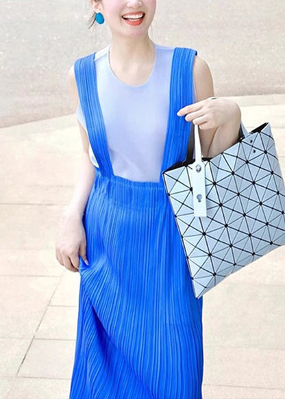 Tank Dress Wrinkled Blue 2025 Summer Set And Top