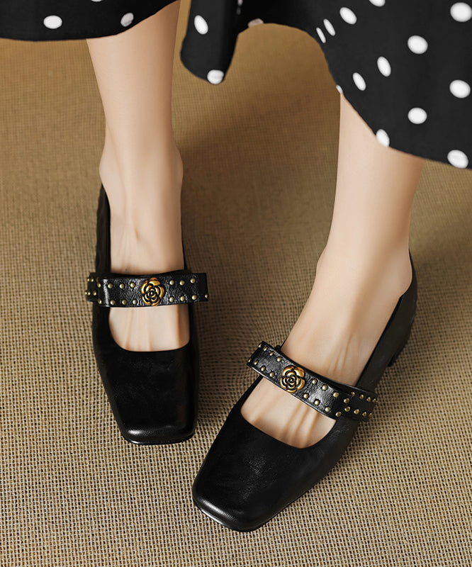 Bow Sheepskin Black Rivet 2025 Loafer Chunky Splicing Shoes