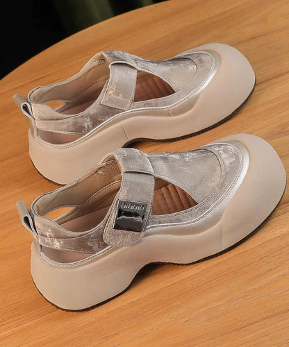 Hollow New 2025 Out Platform Apricot Breathable Sandals