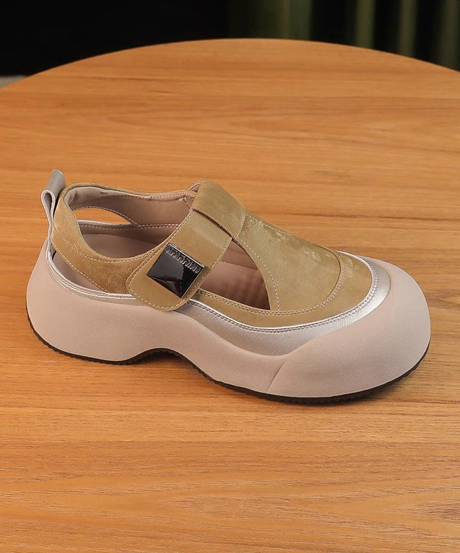 Hollow New 2025 Out Platform Apricot Breathable Sandals