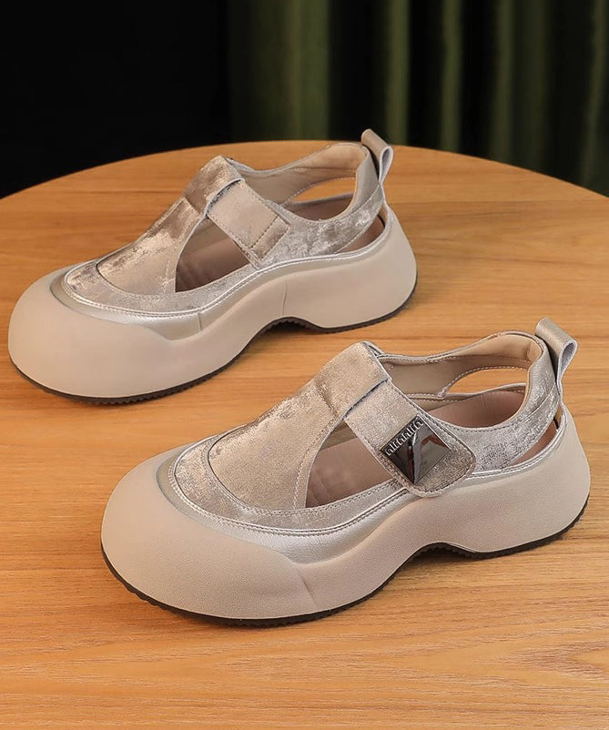 Hollow New 2025 Out Platform Apricot Breathable Sandals