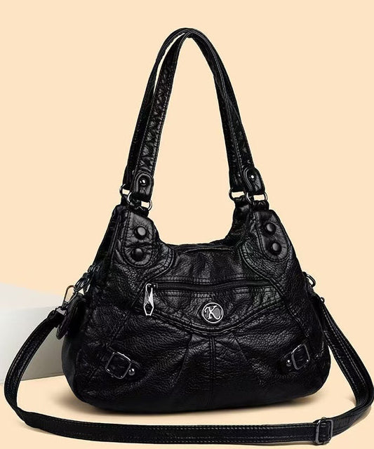 Large Shoulder Bag Capacity New 2025 Leather Faux Black