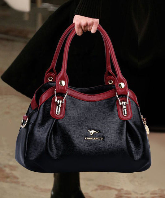 Calf New Tote Solid Bag Leather 2025 Versatile Durable Black Red