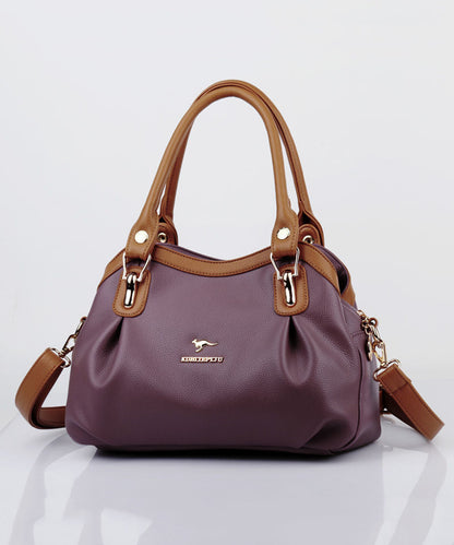 Calf New Tote Solid Bag Leather 2025 Versatile Durable Black Red